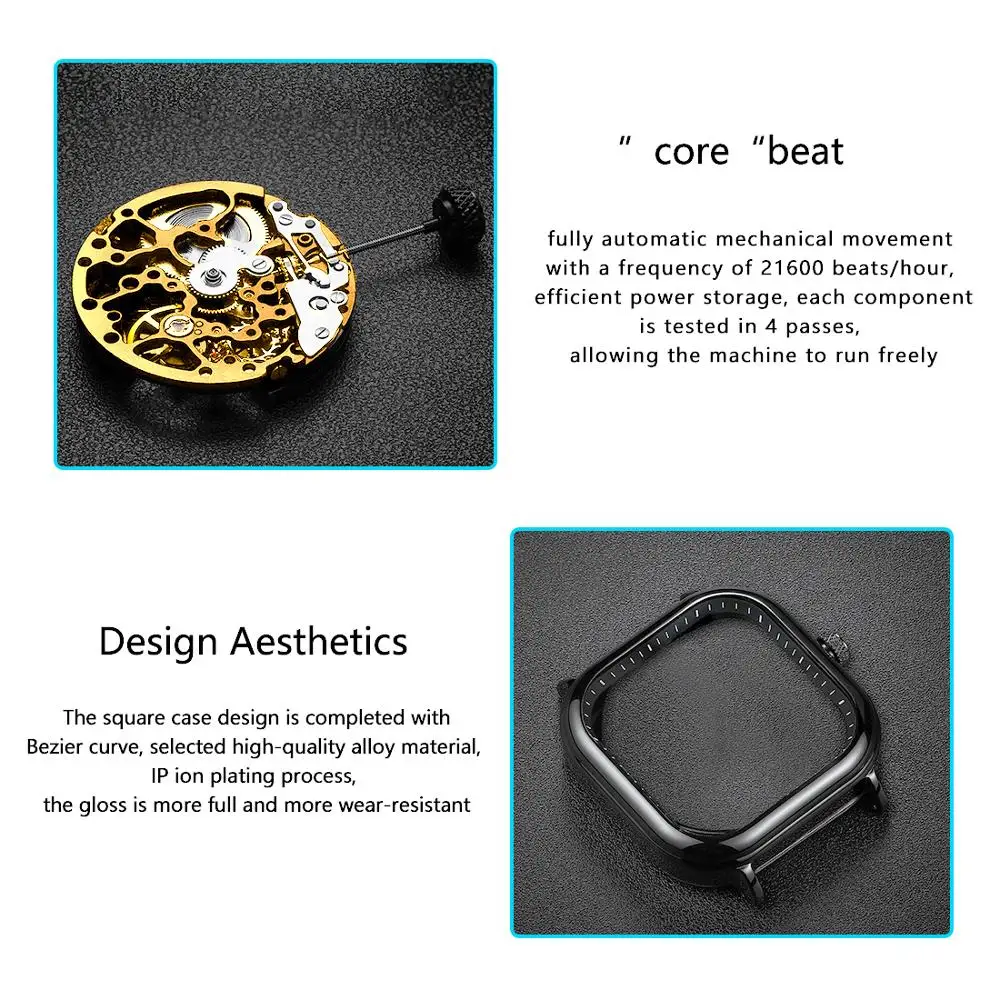 Часы наручные HAIQIN Мужские механические брендовые Роскошные повседневные