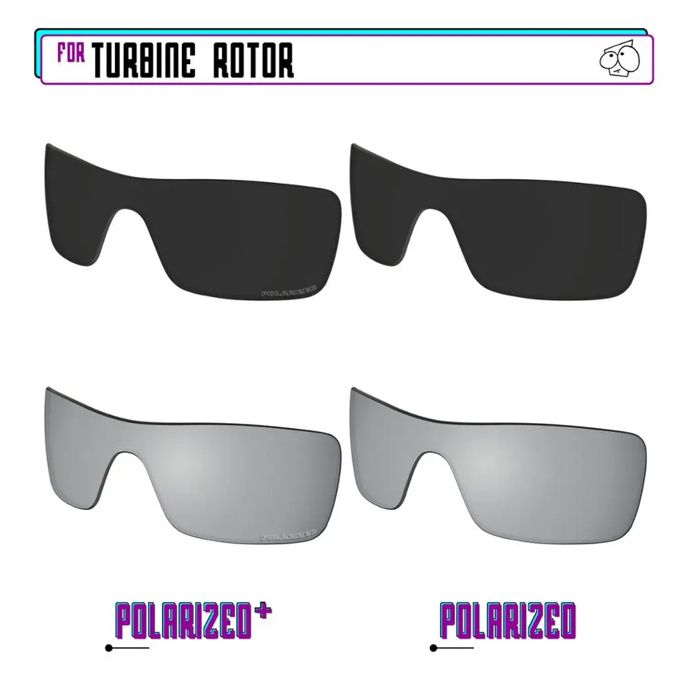 EZReplace Polarized Replacement Lenses for - Oakley Turbine Rotor Sunglasses - BkSrP Plus-BkSrP