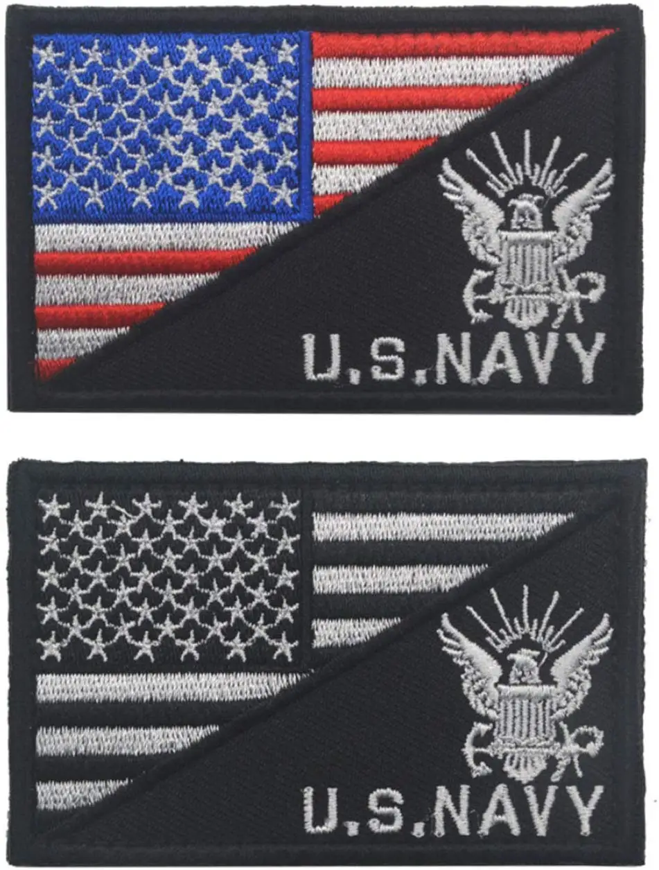 2 шт. американский флаг/США ВМС США военные нашивки на липучке эмблема значок для