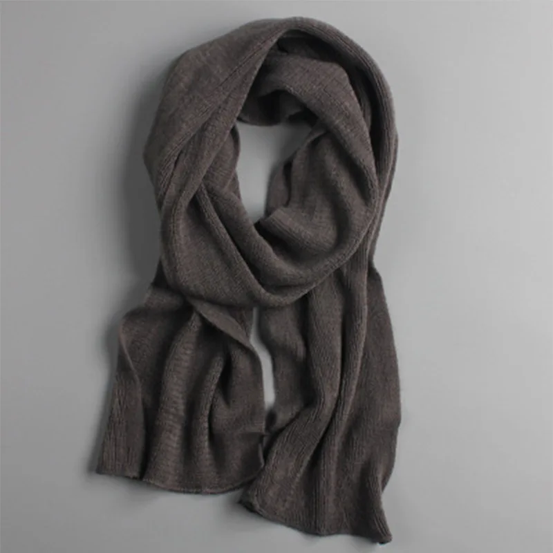 NEW arrived men scarf knit spring Unisex Thick Warm winter scarves long size male cashmere warmer women's scarves - Цвет: Темно-серый