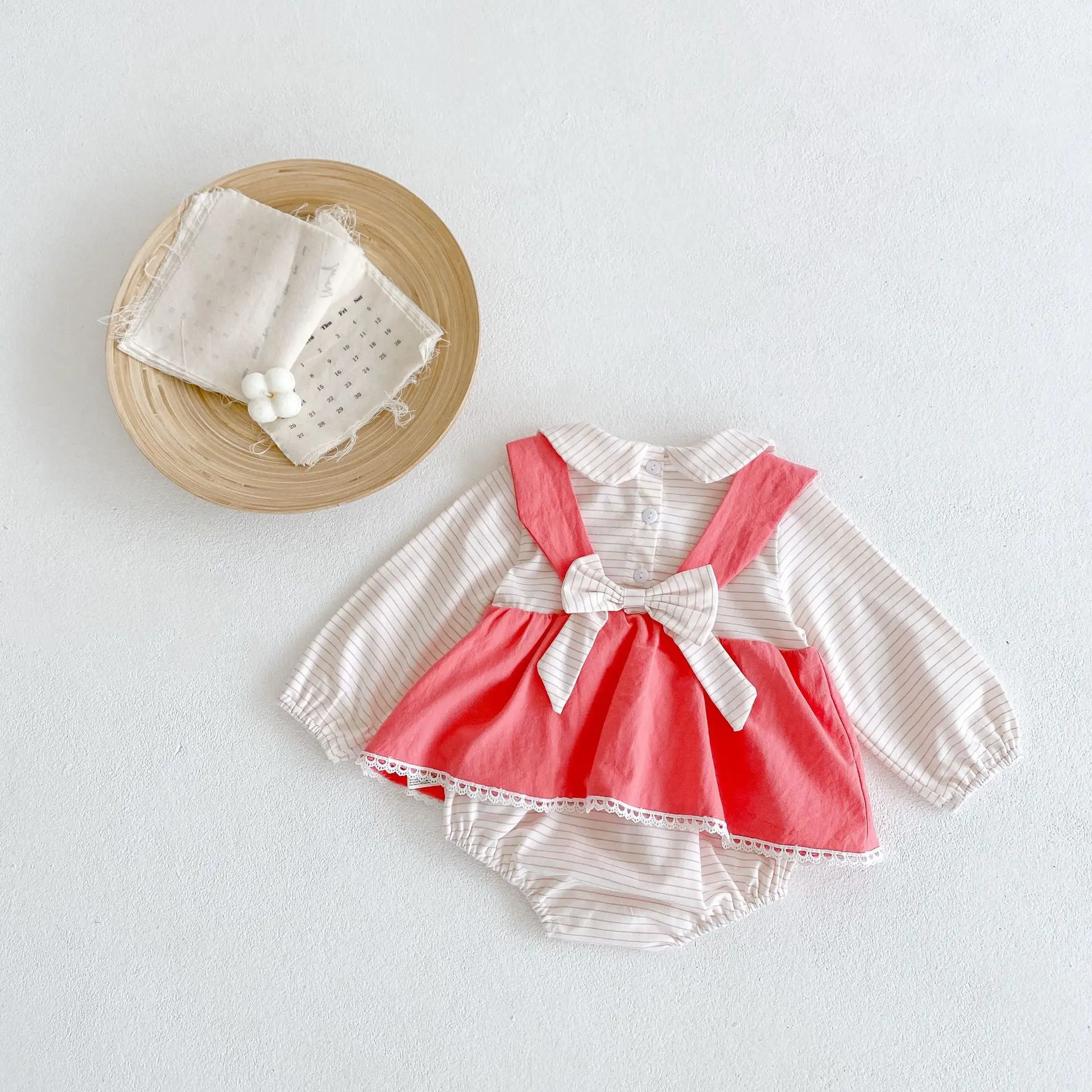 

Kids Clothing Cotton Jumpers autumn 2022 baby new baby girl lapel two-piece skirt baby fart jumpsuit romper romper
