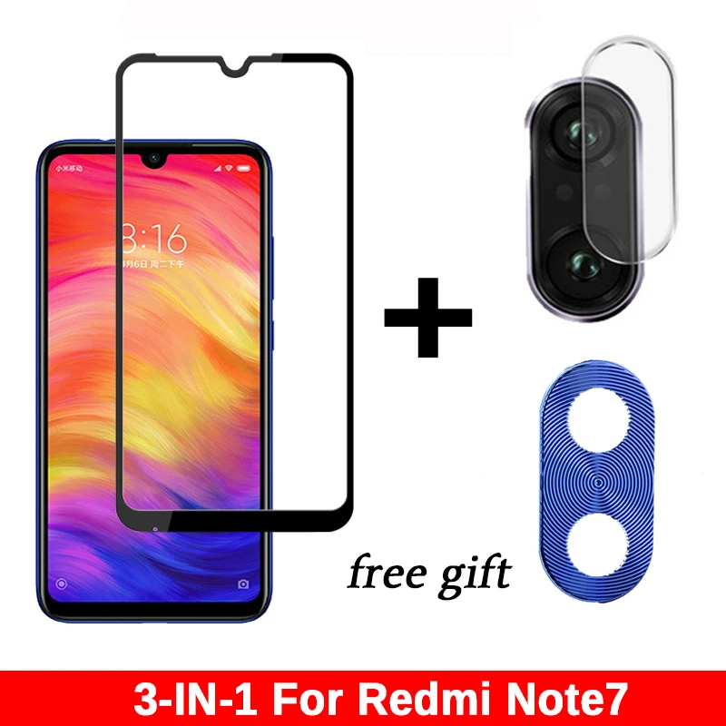 3 в 1 Камера Протектор экрана из закаленного стекла для Xiaomi Redmi Примечание 7 Защита