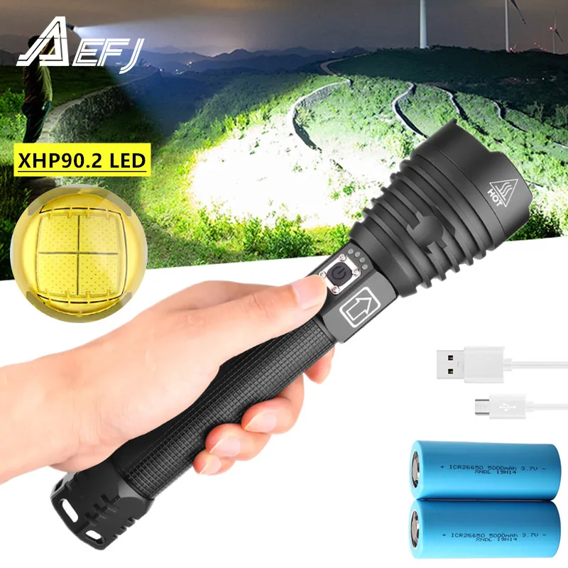 Светодиодный фонарик XHP90.2 xhp70.2 перезаряжаемый с зумом USB светодиодный фонарь 18650