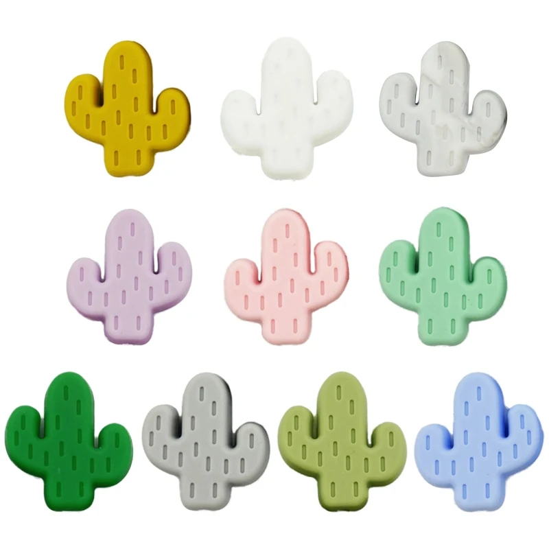 

10 Pcs BPA Free Food Grade Silicone Soother Molar BeadsNewborn Infants Toddler Teething Toy Cactus Baby Teether