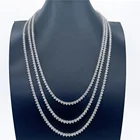 Ожерелье унисекс из серебра 925 пробы, с муассанитом, 3 мм