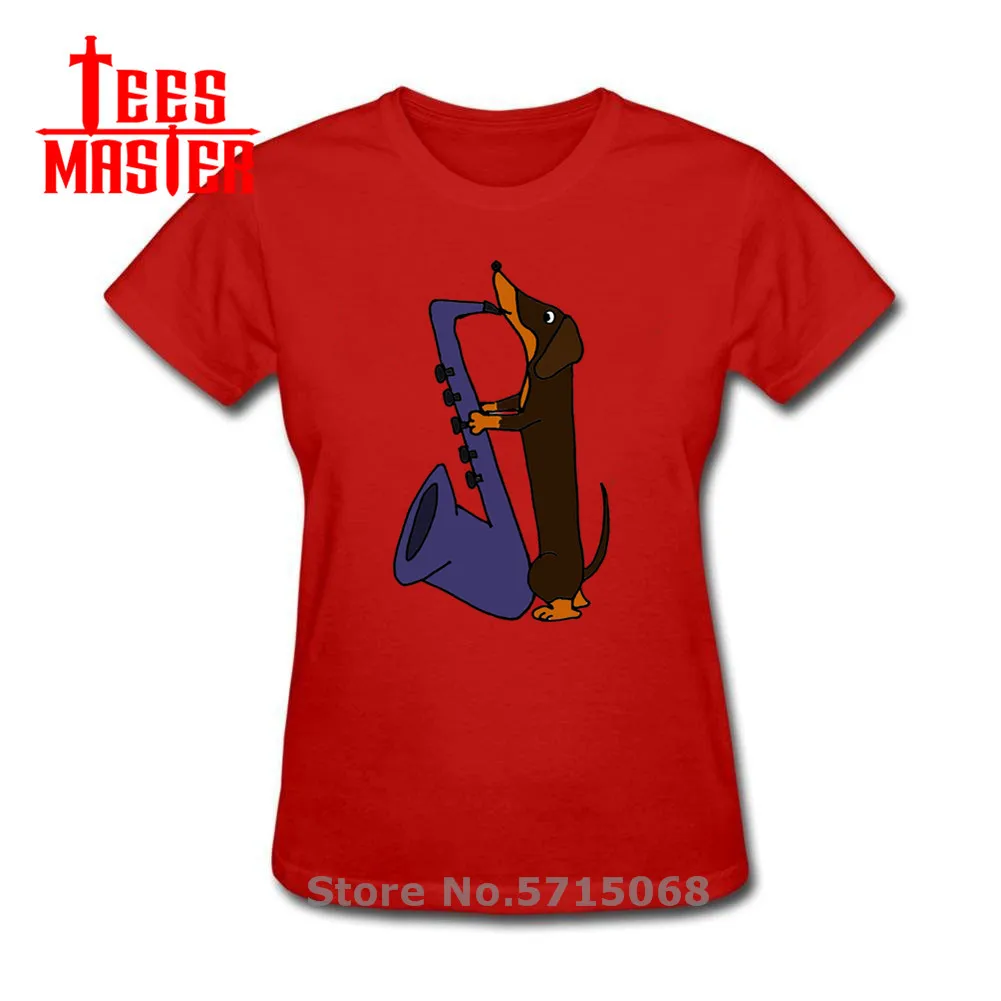 Прикольная Женская такса собака игры Синий саксофоны футболка влюбленных одежда