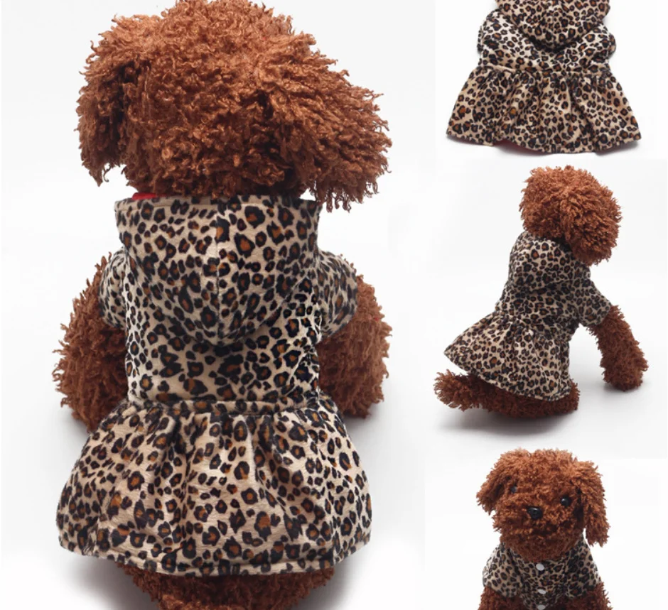 Пальто пачка с леопардовым принтом для домашних животных и собак Кофты щенков