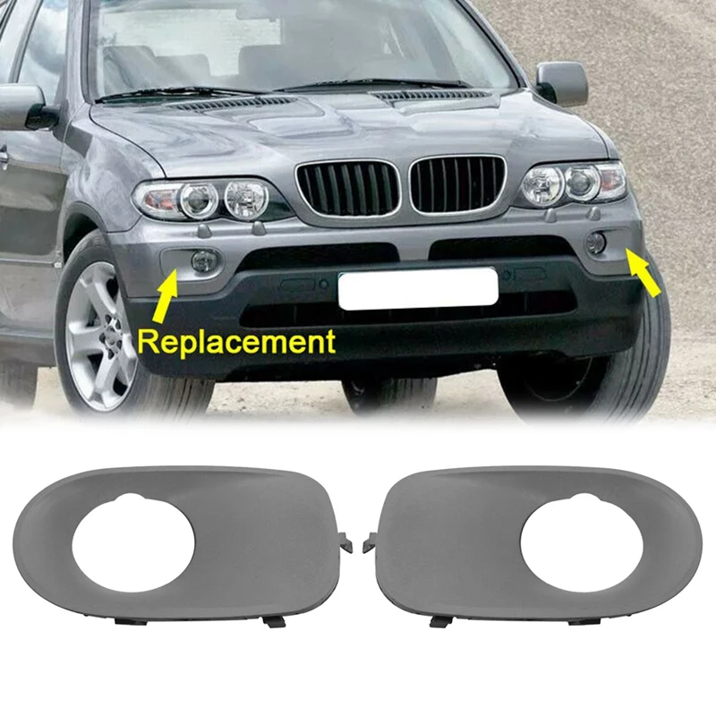 

1 Pair Front Left Right Fog Light Lamp Bezel Cover for-BMW X5 E53 2004-2006 51117129299 51117129300