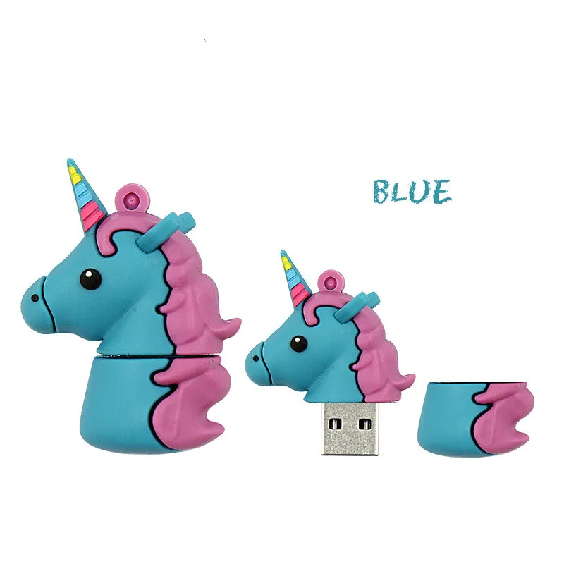 Милый Единорог в мультипликационном стиле usb флэш-накопитель 4g/8g/16g/32g/64g/128g Флеш