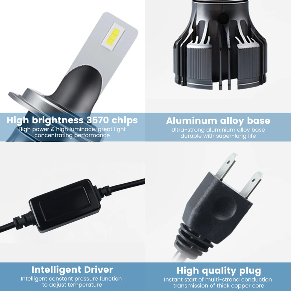 AOSHIKE автомобильный головной светильник светодиодный R6 H1 H4 H7 50 Вт 6000 K лм стильная