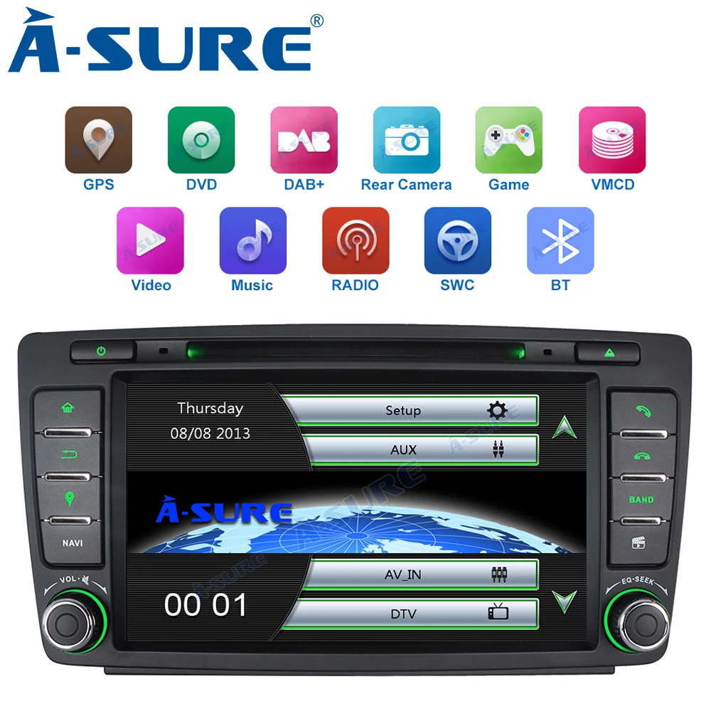 A Sure 7 дюймов Автомобильный dvd плеер Стерео gps навигация для радио 2 Din SKODA Fabia Octavia Yeti