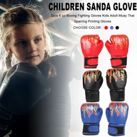 professional kids children boxing gloves durable flame mesh breathable pu leather flame gloves sanda boxing training glove