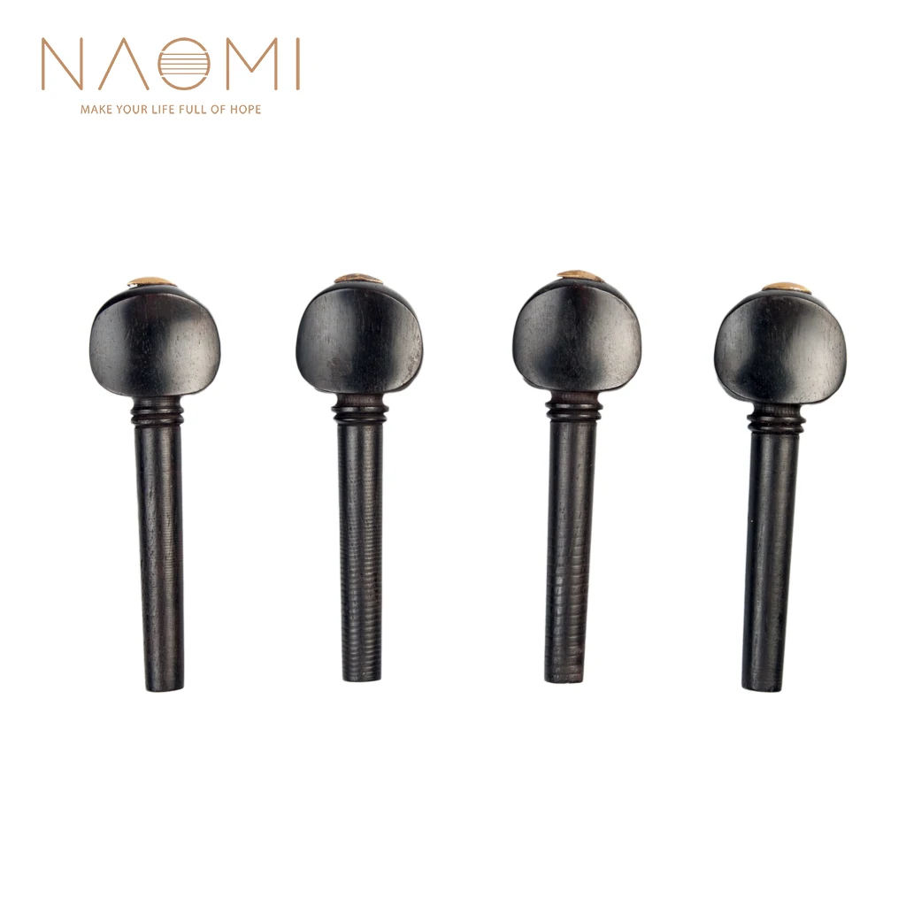 

NAOMI 4pcs/1set Violin Tuning Pegs Ebony Wood Tuning Pegs w/ Gold Tips Unfitted Undrilled For 4/4-1/8 Violin