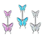 Кольцо-бабочка из нержавеющей стали для пупка, 14 г, 1 шт.