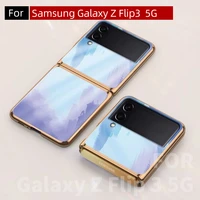 for samsung galaxy z flip3 case glass back plate electroplated border high end luxury phone case for galaxy z flip 3 5g