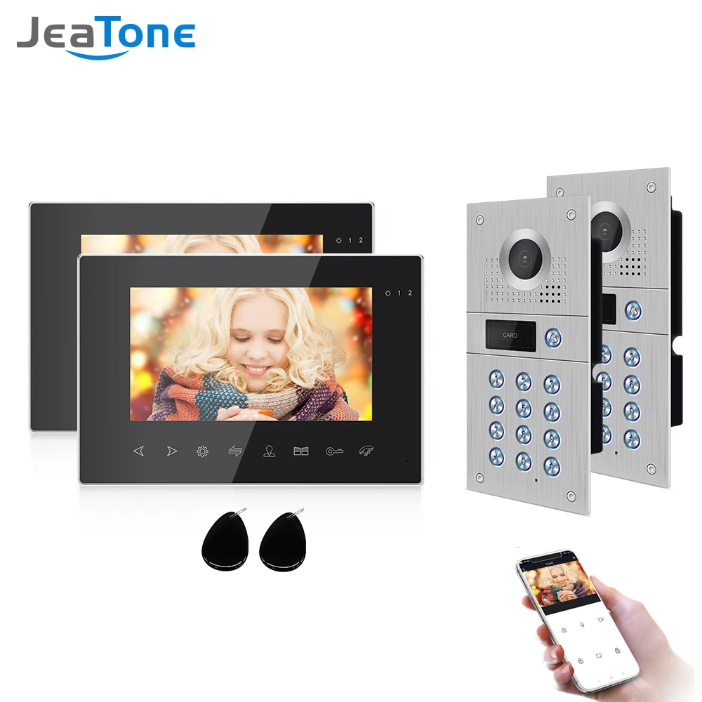 

Jeatone WiFi Video Intercom System Kit IP Video Door Phone Unlock Doorbell Camera 7inch 960p Screen Monitor for Home Security