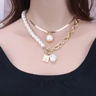 Ретро барочный жемчуг кулон ожерелье для женщин портрет квадратный бренд кулон многослойное ожерелье ювелирные изделия аксессуары