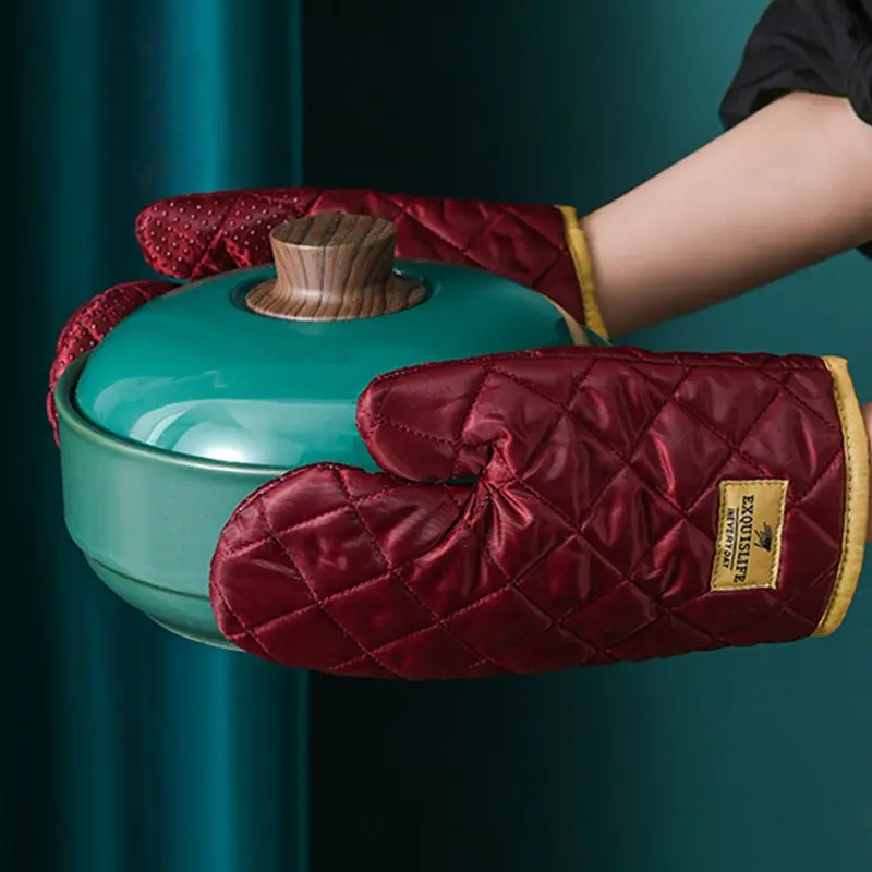 

Перчатки для духовки 2 шт., перчатки с защитой от ожогов, термоизоляционные тканевые перчатки, бытовые устойчивые перчатки для кухни и духов...