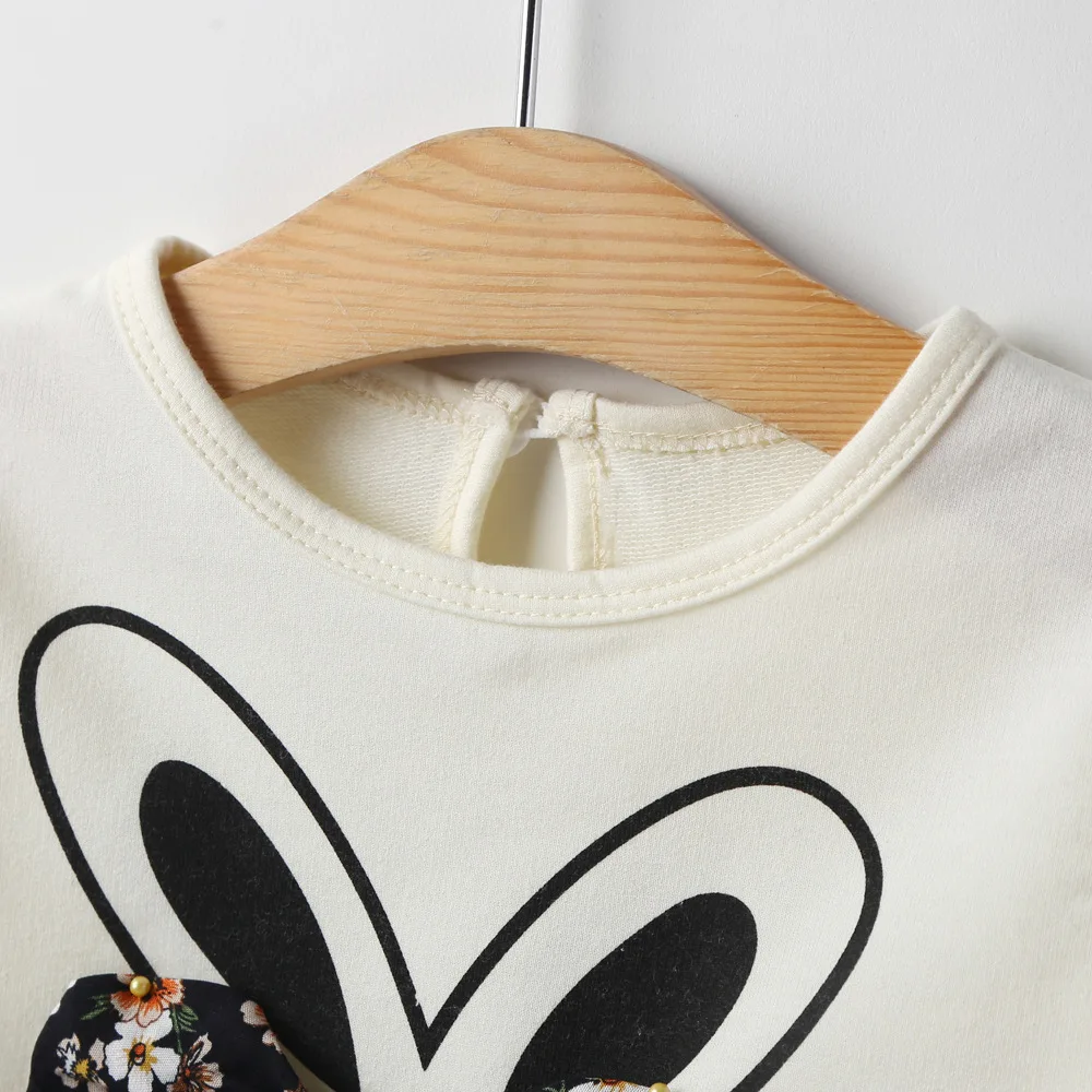 Детское вечерние ковое платье для девочек с принтом кролика цветов бантом |