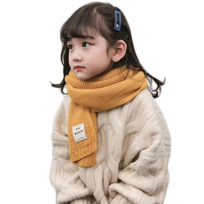 

Детский шарф в Корейском стиле на осень и зиму, новый однотонный мягкий вязаный шерстяной Теплый детский шарф для мальчиков и девочек