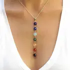Женское Ожерелье с кулоном, 7 драгоценный камень для чакры каменных бусин, камень для йоги