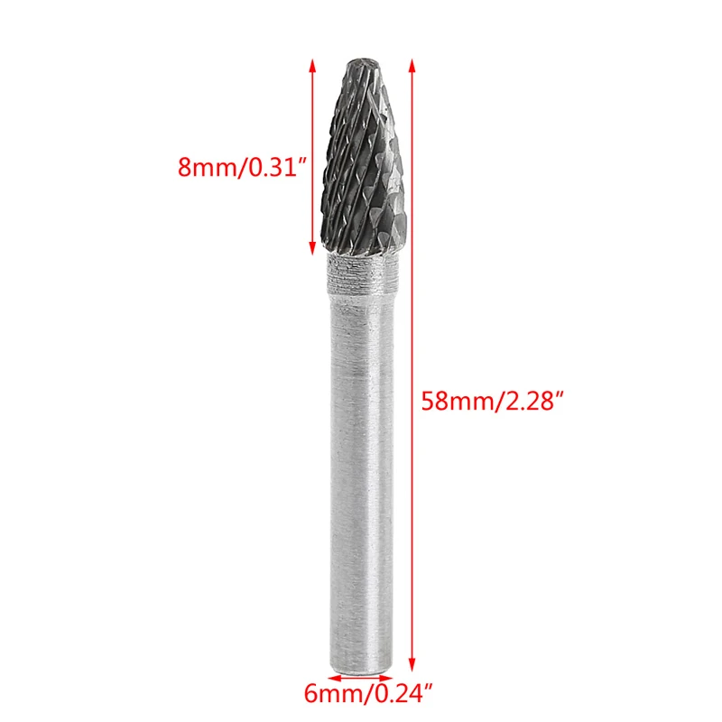 

8mm Head Tungsten Carbide Rotary Tool Burr Die Grinder Drill Bit 6mm Shank New