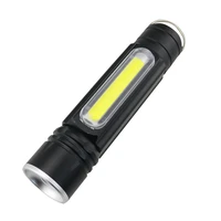 night cycling led flashlight zoomable retractable t6 cob side light usb charging mini torch for outdoor