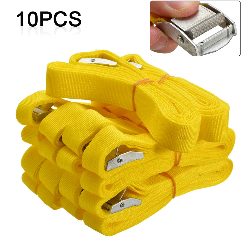 Ремень натяжной желтый с пряжкой длиной 3 метра для автомобиля мотоцикла сумки