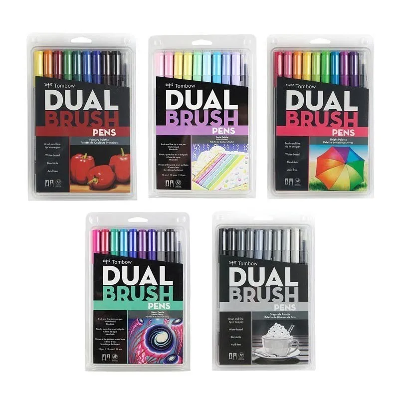 

Tombow ABT Dual Tip Watercolor Brush Pen Art Marker Calligraphy Fine Tip Painting Drawing Pen Set Bright 10-pack School Supplies