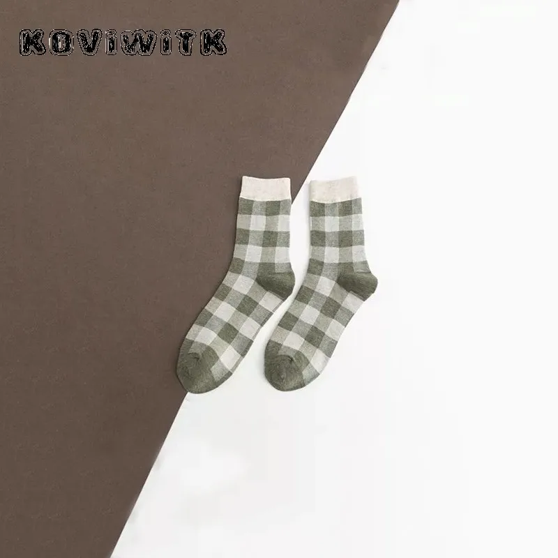 Женские Геометрические клетчатые короткие носки Осенние квадратные полосатые