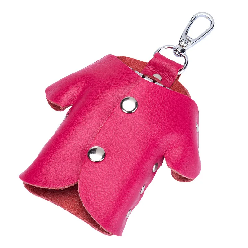 

Real Cow Leather Key Holder Wallets Clothes Design Key Organizer Bag Women Men Key Pouch Case 6 Key Chain Multi-color Optional