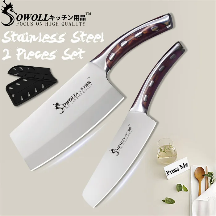 G.Chef Chopping Sowoll 4CR14 кухонный нож из нержавеющей стали, набор кухонных ножей с ручкой из полимерного волокна, высокоуглеродное лезвие, нож шеф-повара, разделочные кухонные ножи - Цвет: G.Chef Chopping