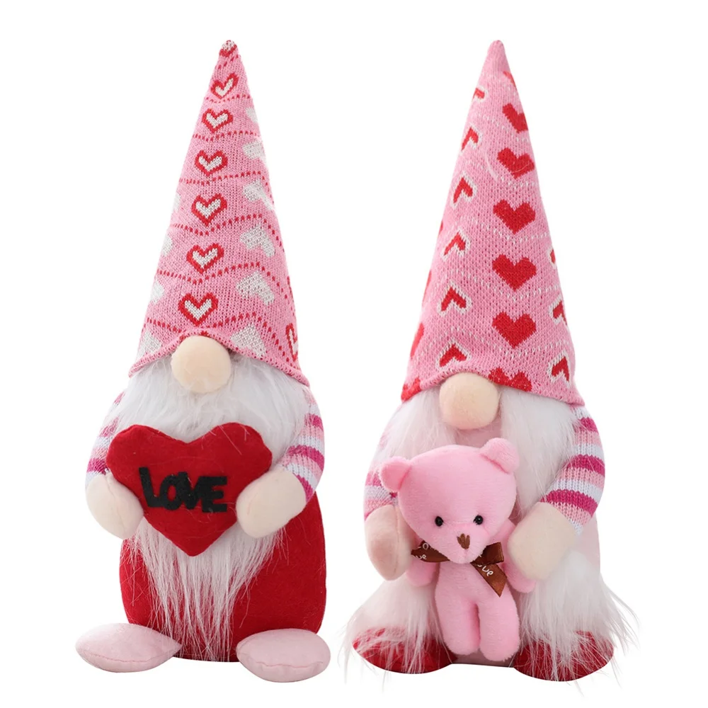 

Плюшевая кукла гнома без лица на День святого Валентина, с сердцем для любимой девушки, подарок для дома, украшение для Дня Святого Валентин...