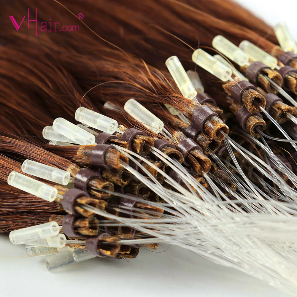 VHair 18 дюймов человеческие волосы для наращивания на микро кольцах Натуральные
