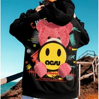 bear hoodies men japanese hip hop print pullovers unisex streetwear hooded sweatshirt harajuku oversize homme clothes wholesale