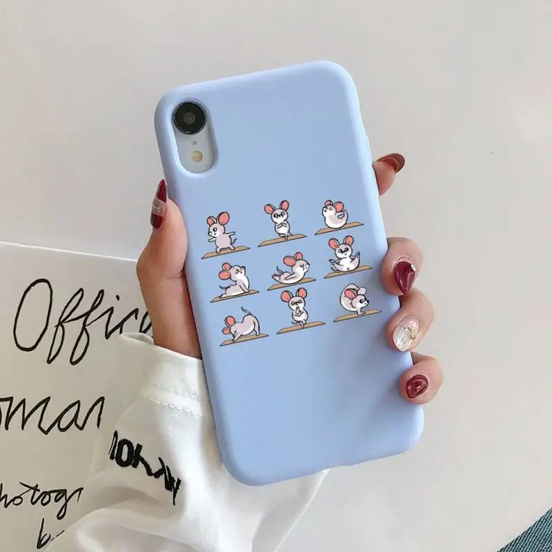 

cute Yoga animals Phone Case Liquid for iPhone 11 Pro Max XR XS X Soft Candy Cover for iPhone 6 6S 7 8 Plus Cases