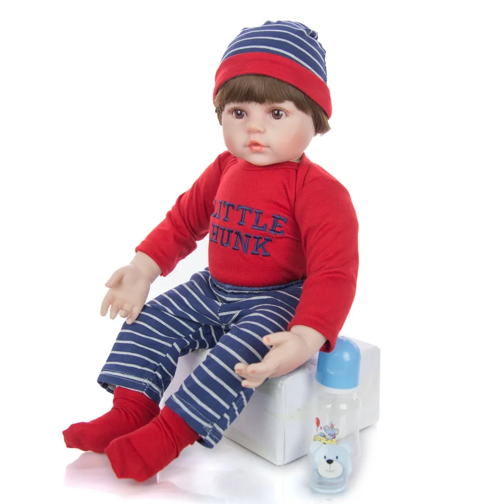 58 см Популярная силиконовая кукла bebe reborn baby boy in the red комплект одежды для девочек