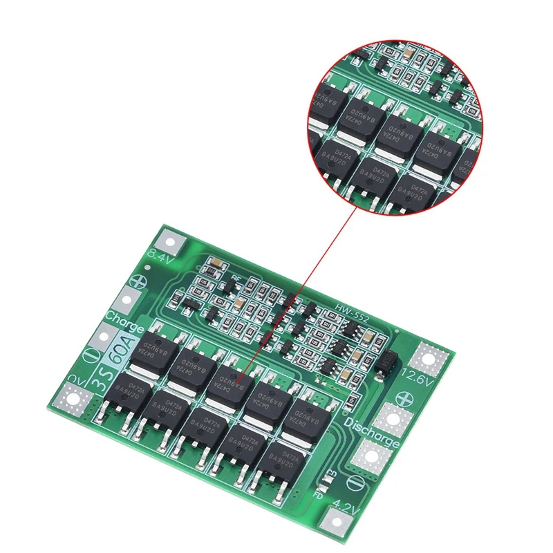 2 шт. защитная плата зарядного устройства для литий-ионных батарей 3S 60A двигателя