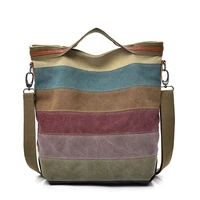 womens shoulder bags canvas ladies handbags multi color casual messenger bag top handle tote crossbody bags women patchwork