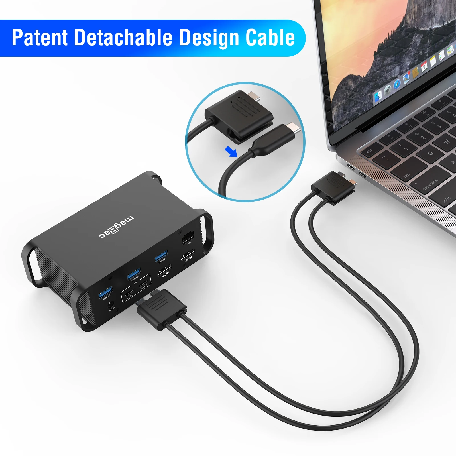 Станция для подключения ноутбука Mac через USB C с двумя мониторами, поддержкой 4K HDMI и тройным дисплеем, универсальный тип хаба для Macbook Pro/Air.