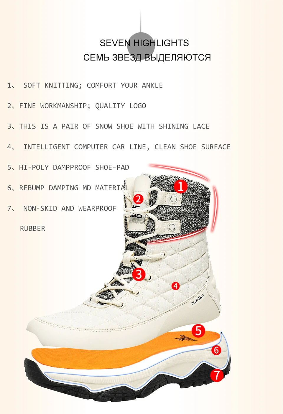 XIANG GUAN Man Hiking Shoes Men Waterproof Plush Warm High Top Climbing Mountain Tactical Boots Outdoor Sports Trekking Sneakers