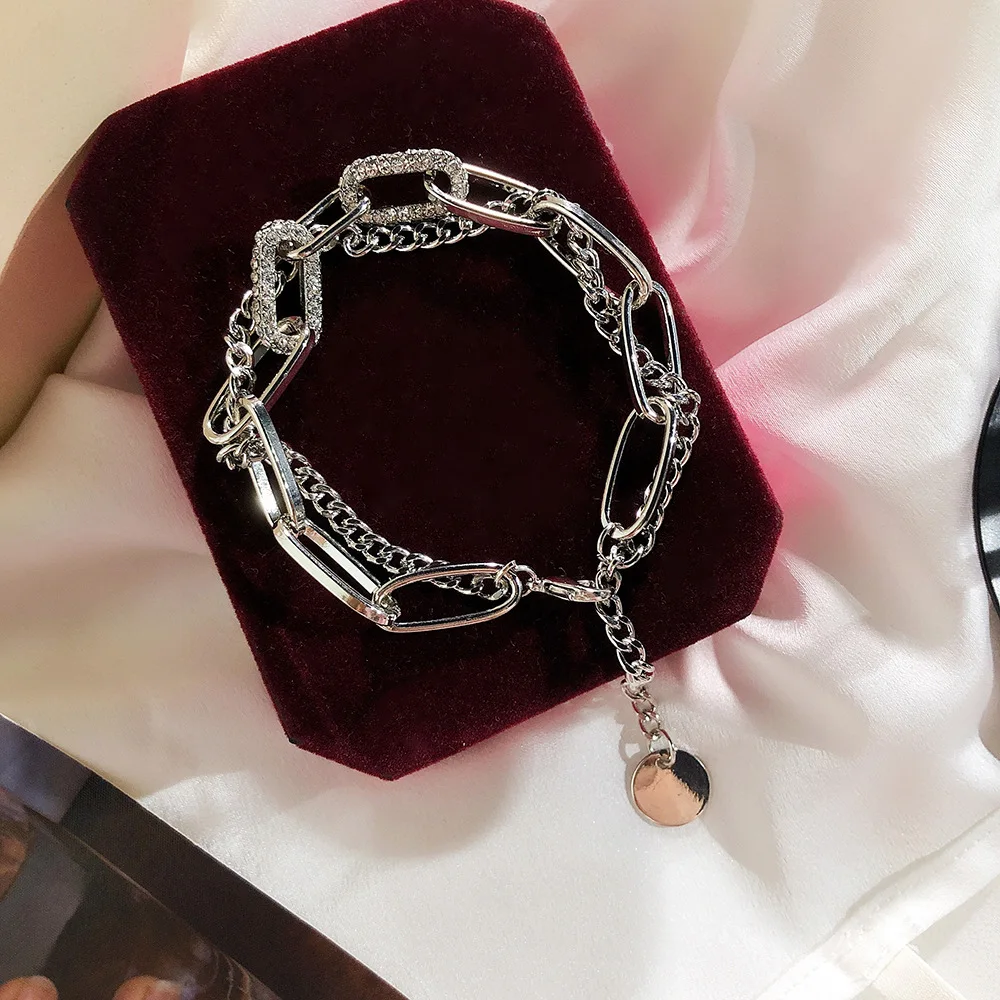 

2021 New Fashion Personality Stitching Chain Flash Diamond Bracelet for Women Men Nice Gift Jewelry Beautiful Trend Bracelet