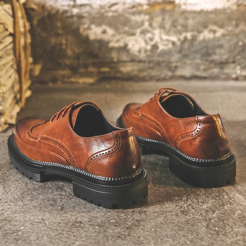 Мужские модельные туфли Кожаные свадебные ручной работы в стиле броги кожаные