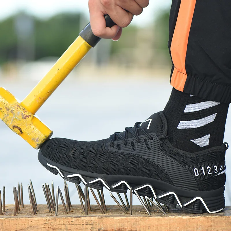 

Steel Toe Safety Shoes Men's Breathable Flying Woven Unisex Work Shoes Prevent Smashing and Puncture Safety Boots Working Shoes