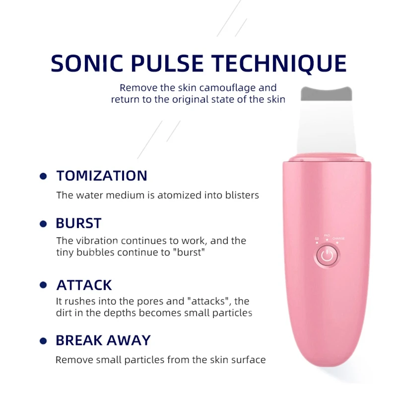 

Ultrasonic Skin Scrubber Face Spatula Blackhead Remover Pore Cleaner Facial Spatula Exfoliator Face Lifting Tool