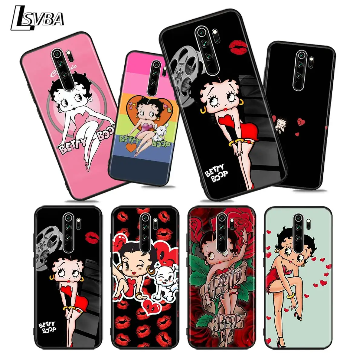 Силиконовый мягкий черный чехол Бетти боп Красочный милый для Xiaomi Redmi Note 9 9S Pro Max 8T