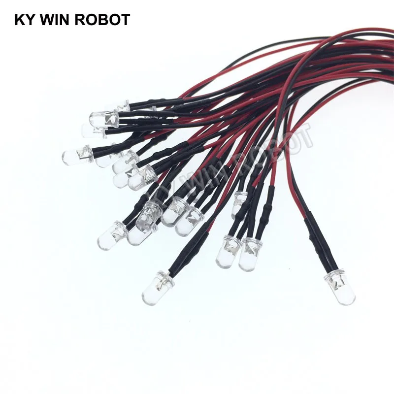 10PCS 3mm LED 5-12V 20cm Pre-wired White Red Green Blue Yellow UV RGB Diode Lamp Decoration Light Emitting Diodes Pre-soldered