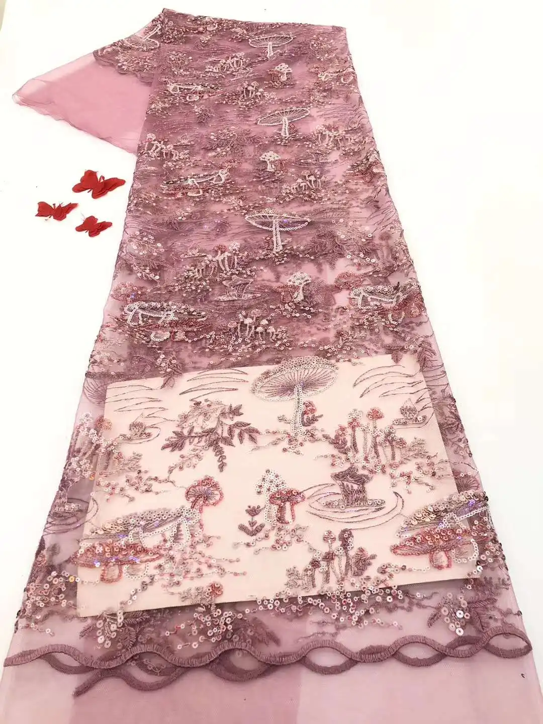 

Hot Sale French Sequin Lace Fabric Nigeria Lace Fabric 2021 High Quality African Tulle Lace Fabric FJ40631