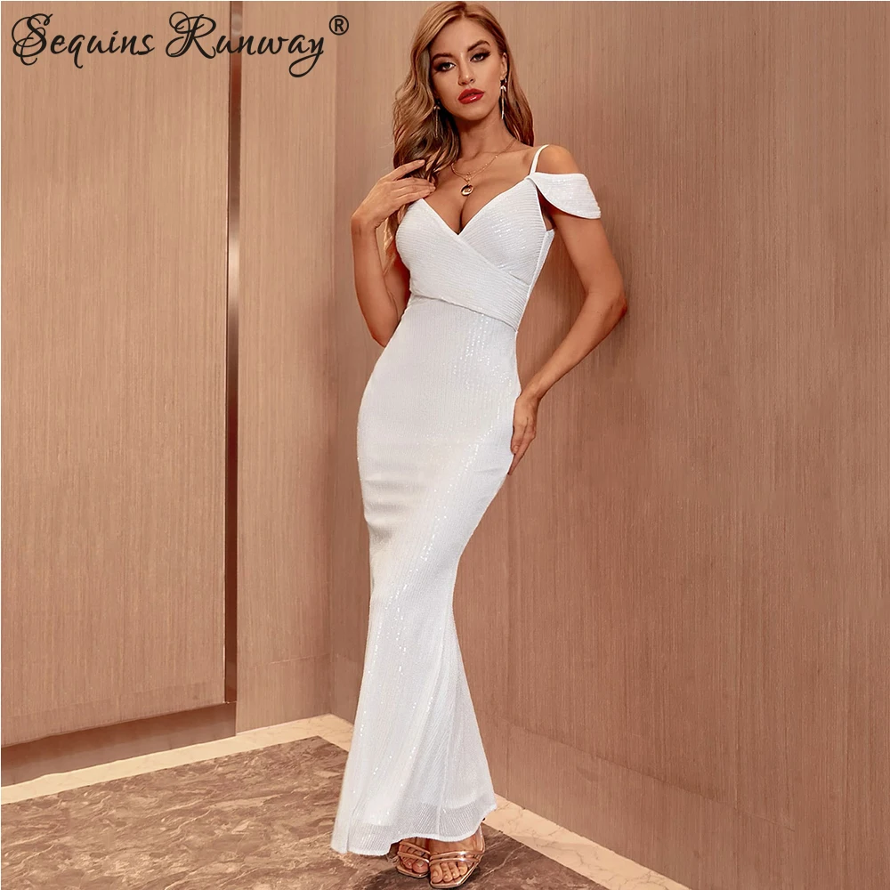 

Sexy backless white Sequin long celebrity prom evening dresses for women party elegant maxi summer dress corset christmas dress