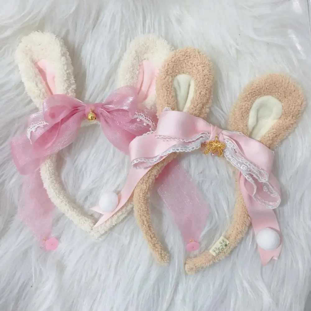 Повязка для волос с плюшевыми кроличьими ушками в стиле лолита|Аксессуары